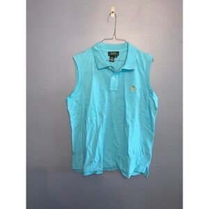 Women's Lauren Ralph Lauren Sleeveless‎ Polo Azure Blue W Crest SZ XL NWT Preppy